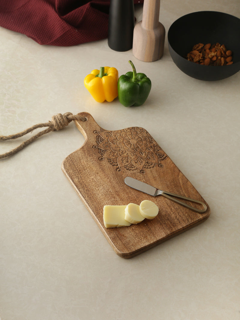 Chopping Board - Cheese Board Cum Platter With Carved Flower Detail