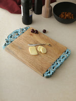 Chopping Board - Cheese Board Cum Platter With Hand Carved Turq Border