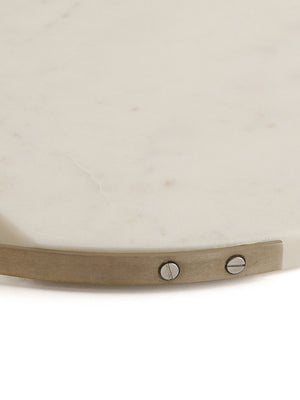 Chopping Board - Marble Cheese Board Cum Platter With Matt Gold Handle And Cheese Cutlery