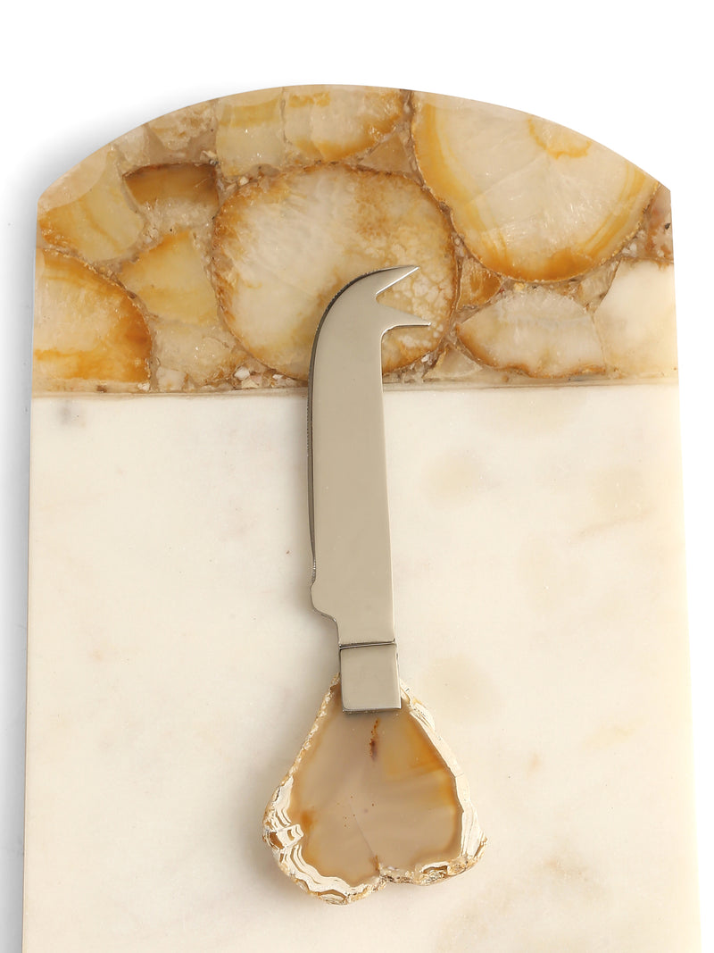 Agate And Marble Cheese Board Cum Platter With Cheese Knife