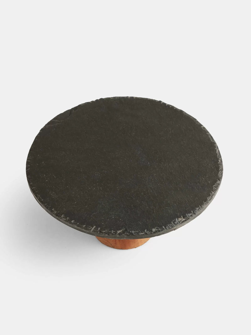 Cake Stand - Black Stone With Raw Edges