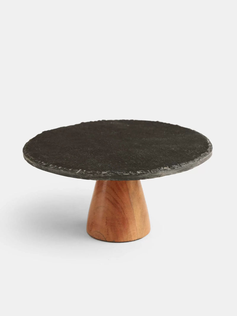 Cake Stand - Black Stone With Raw Edges