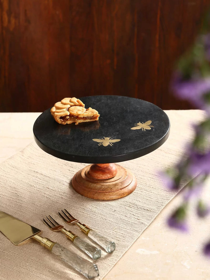 Cake Stand - Granite Top With Brass Bee Details