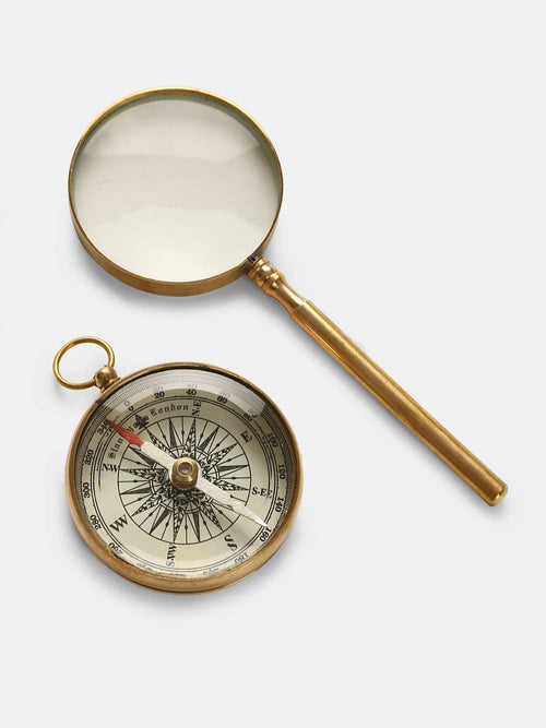 Magnifying Glass - Brass And Compass Gift Set