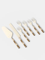 Cake Knife & Server - MOP With Forks Set of 6