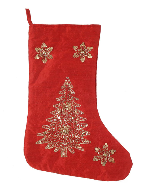 Embellished Christmas Stocking - Red