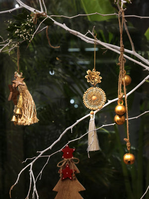 Christmas Star, Ring Ornament with Tassels-S-(Set-of-3)