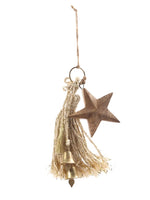 Set of Three Christmas Ornaments - Star With Tassel, Ring Ornament With Tassels - S