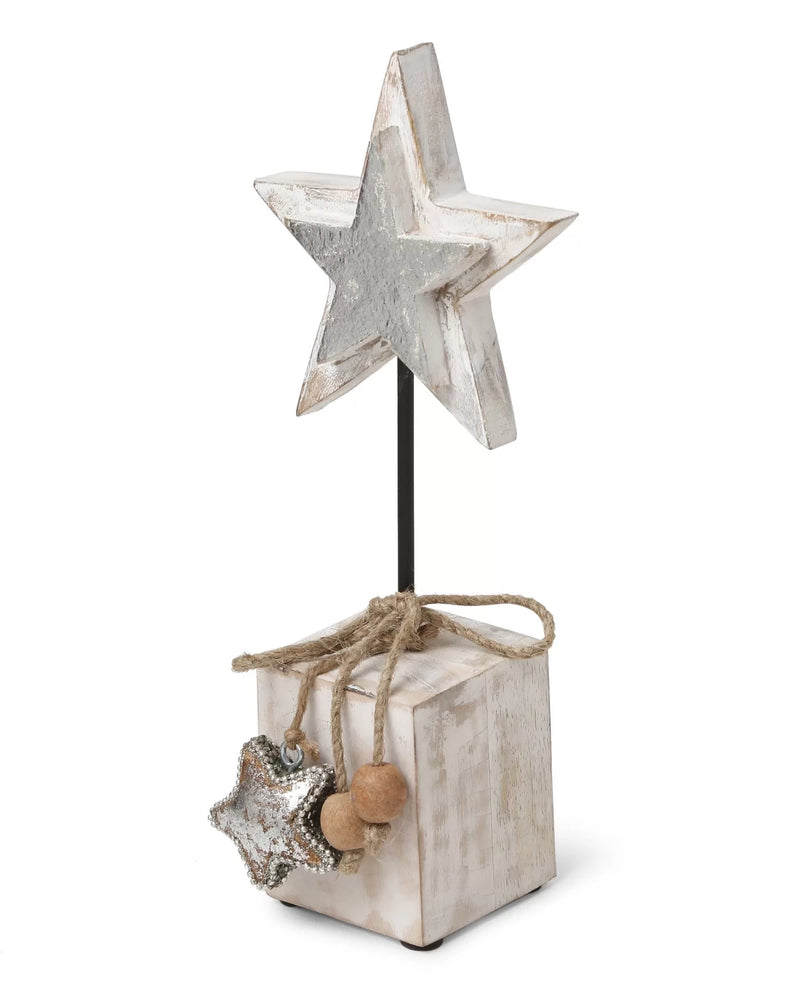 Wooden Star With Silver Foiling