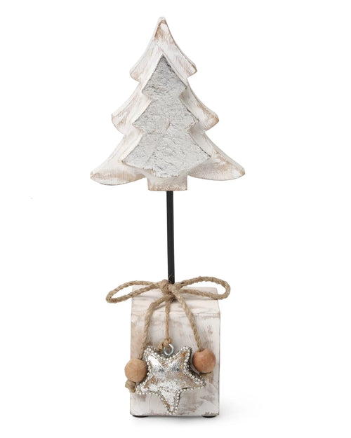 Wooden Tree With Silver Foiling