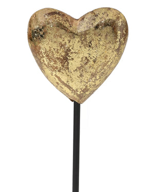 Distress finish gold foiled heart decor small size in antique gold finish
