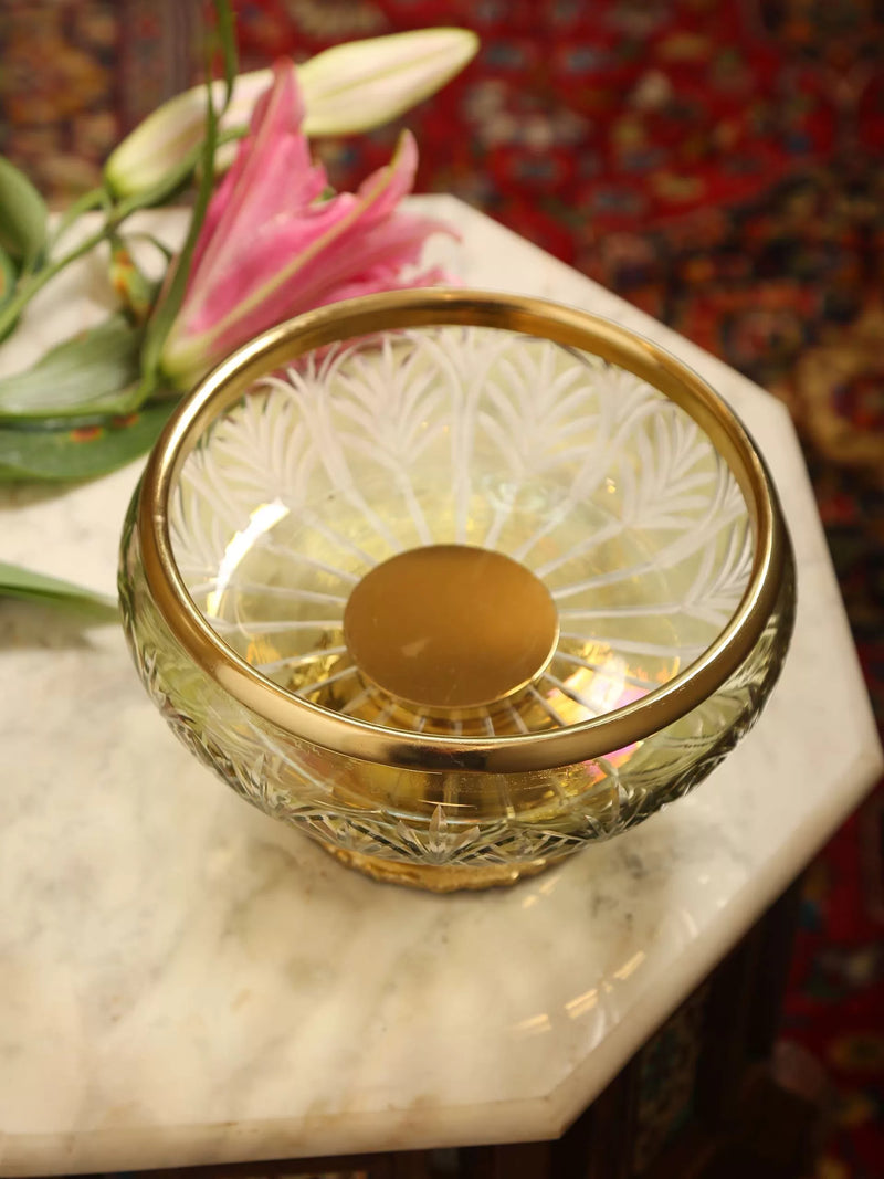 Glass Deco Bowl with Golden Rim