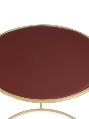 Nesting Tables - Pale Ruby Color Glass Top - Set of 2