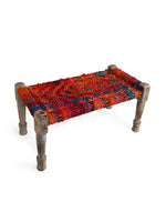 Wooden Bench - Colorful Chindi Weaving