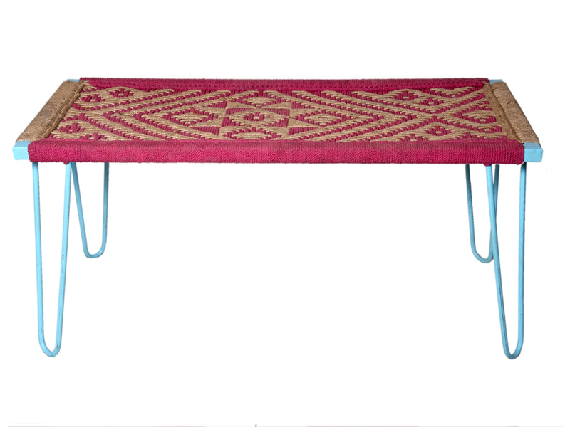 Iron Bench - Pink & Jute Weaving