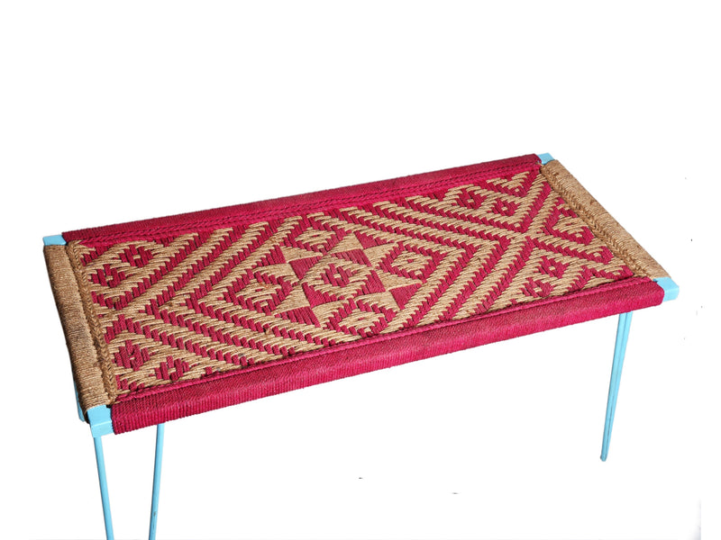 Iron Bench - Pink & Jute Weaving