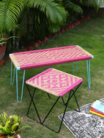 Iron Bench - Pink & Jute Weaving