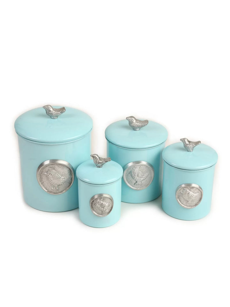 Blue Canister set with Bird design - Amoliconcepts