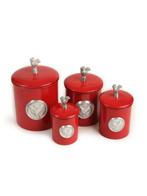 Rooster design Red Canister set