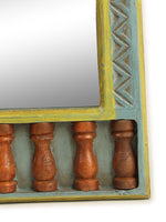 Hand crafted mirror in rustic green finish