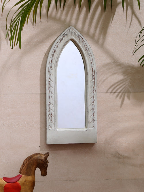 Hand crafted mirror in white distress finish by ReviveHome