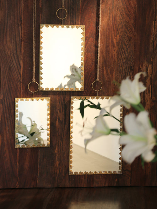 Wall Mirrors with metal details set of 3