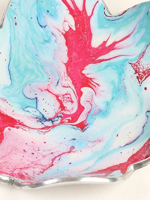 Enameled Platters - Blue & Red Set of 2