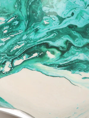 Enameled Platters - Green And White Set of 3