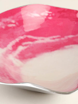 Enameled Platters - Pink And White Set of 3