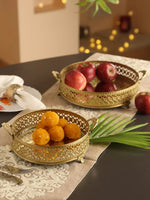 Traditional platter With Mirror Base And Handle Set of 2 In A Gift Box