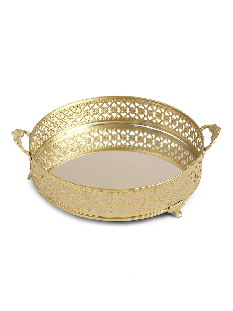Mirror Platter With Handles - L