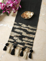 Table Runner - Charcoal Black With Embellishment And Gold Foiling