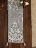 Table Runner - Silver Hand Beaded