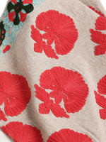 Table Runner - Moghul Design Inspired With Red Floral Embroidery