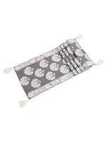 Table Runner - Moghul Design Inspired with White Floral Embroidery on Grey