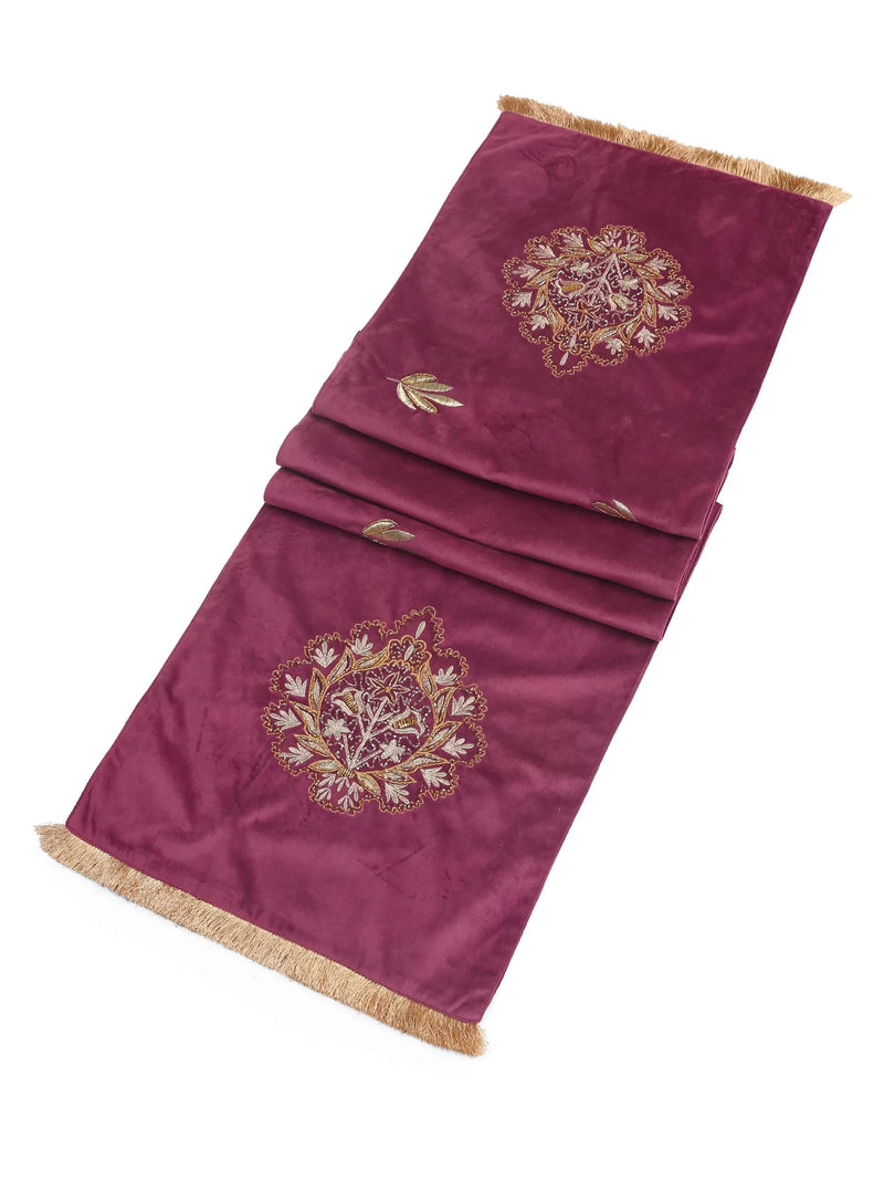 Table Runner - Violet Embellished Velvet Runner