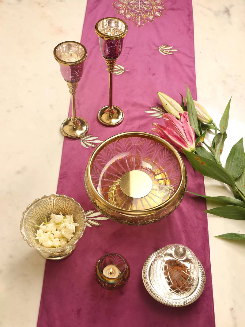 Table Runner - Violet Embellished Velvet Runner