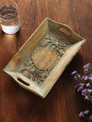 Tray - Distress Finish Hand Carved