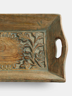 Tray - Distress Finish Hand Carved