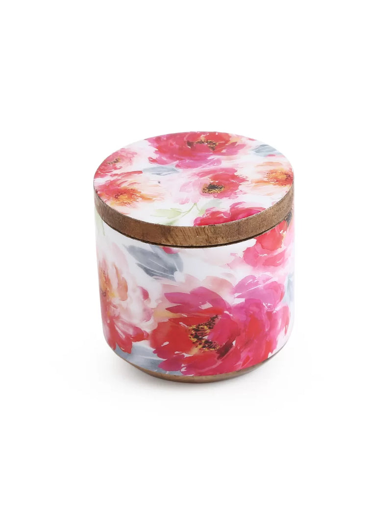 Flower Design Enamelled wooden Jar for Dry Snacks - Amoliconcepts
