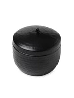 Rustic look round hammered jar in black finish - Amoliconcepts