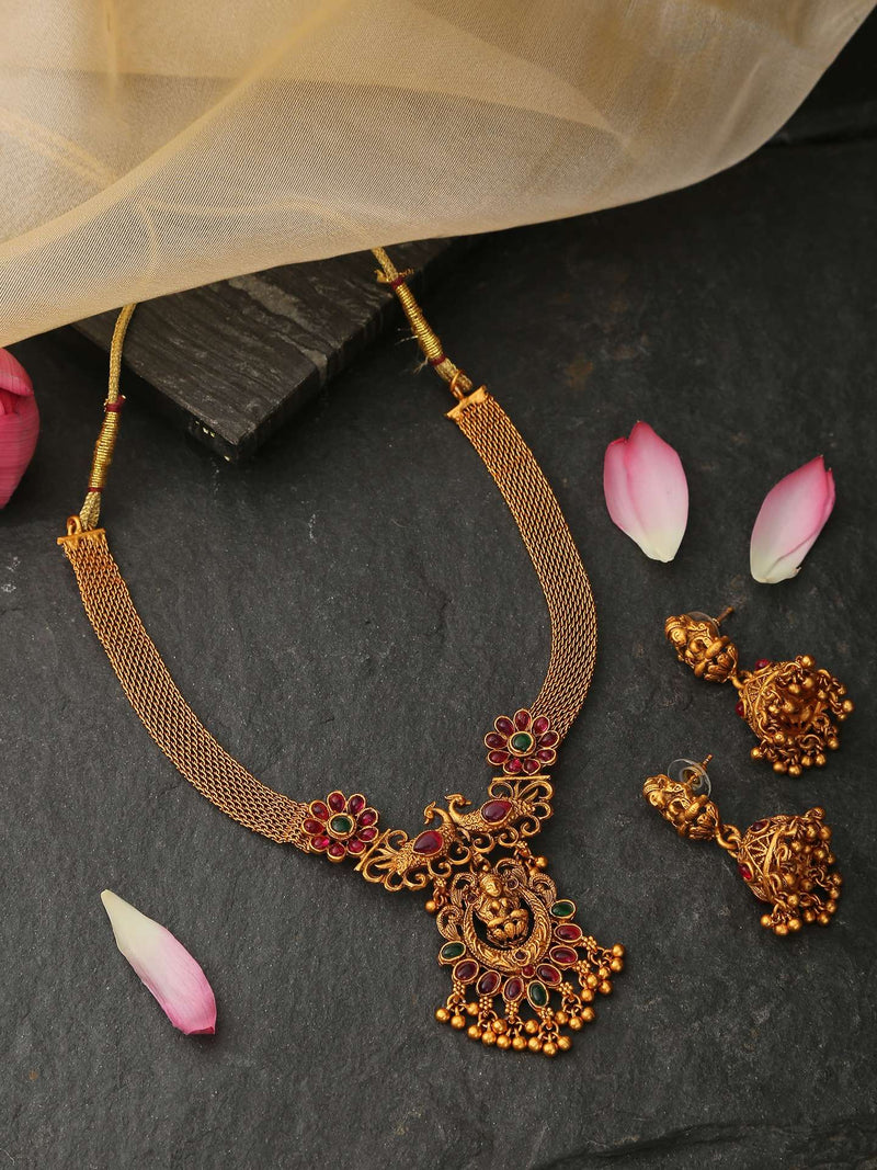 Necklace - Gold Tone Temple