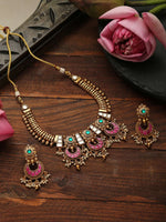 Necklace - Temple With Fuschia Details