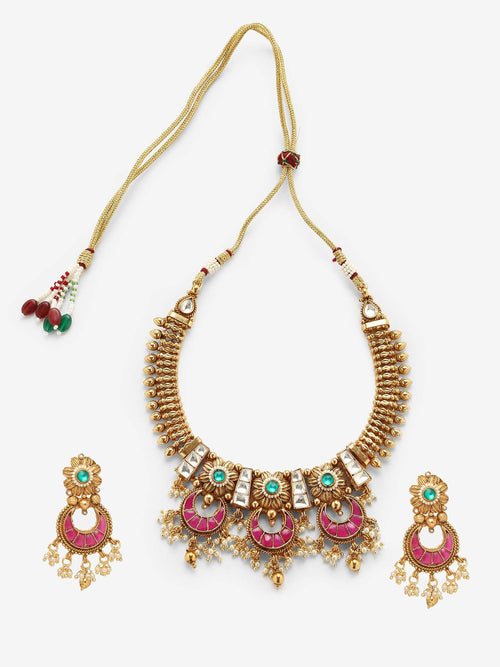 Necklace - Temple With Fuschia Details