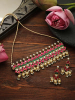 Pearl Kundan Choker With Earrings