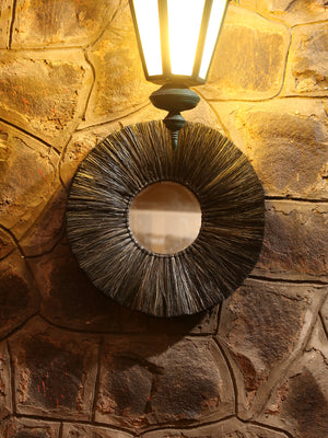 Eye shaped decorative mirror crafted with Natural sea grass in black finish MIRROR by ReviveHome