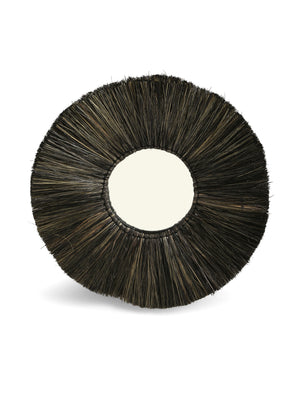 Mirror - Eye shaped decorative crafted with Natural sea grass in black finish