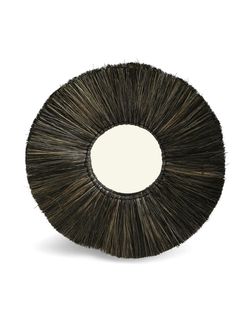 Mirror - Eye shaped decorative crafted with Natural sea grass in black finish