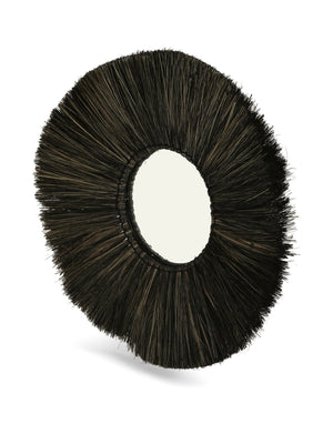 Mirror - Eye shaped decorative crafted with Natural sea grass in black finish