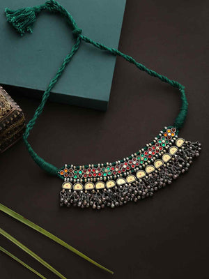 Choker Necklace - Multicolor Glass